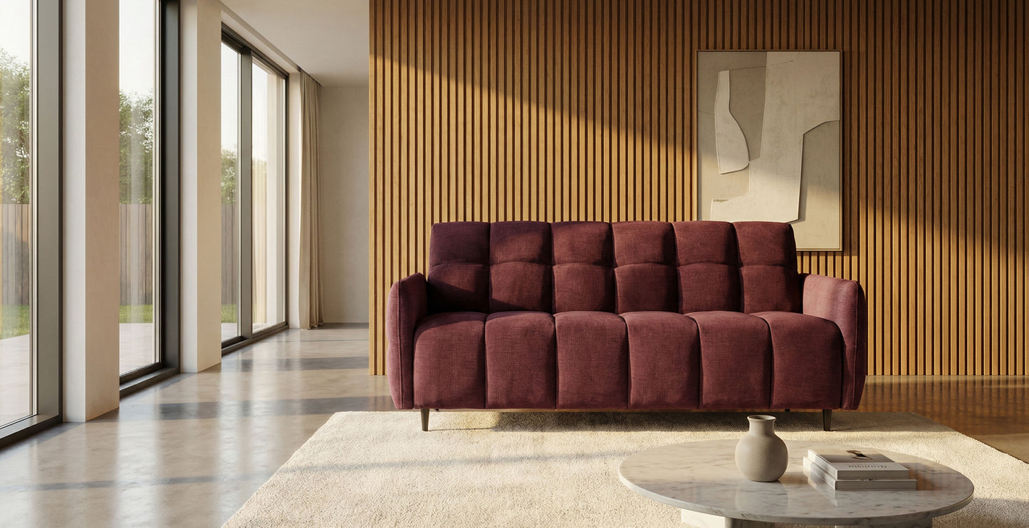 DOMINO Canapé convertible 3 places - Couchage 140 - Velours texturé