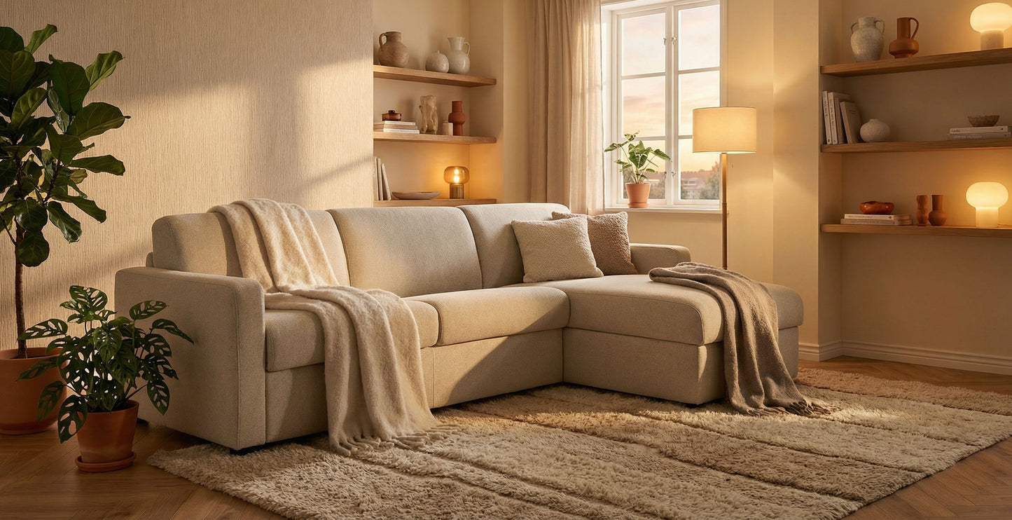 MILANO - 5 seater convertible corner sofa - Tweed
