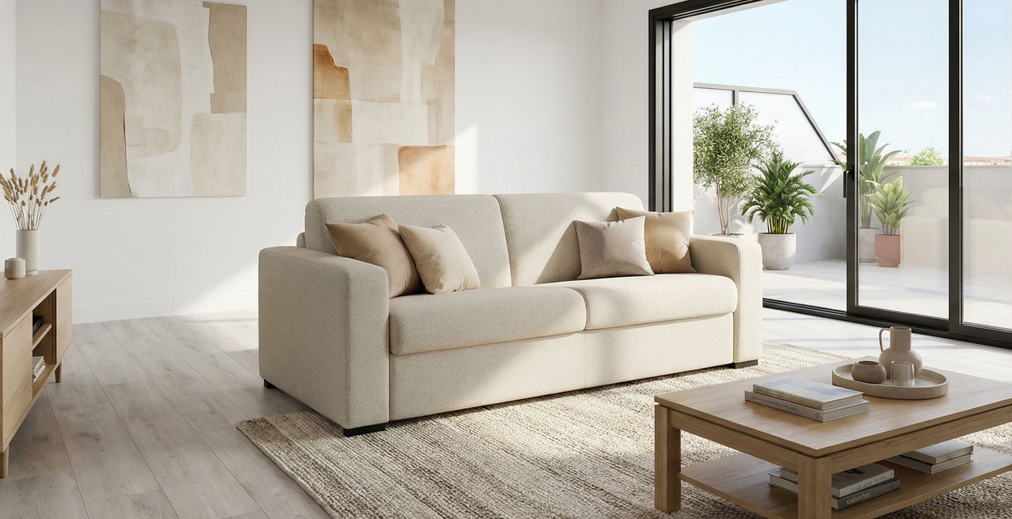 MODENA - 3-seater sofa bed - 140cm sleeping area - Tweed