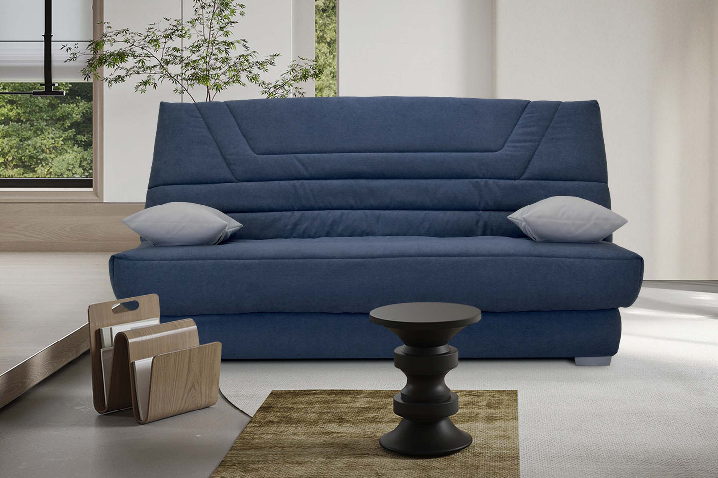 MACON - Comfortable click-clack - Plain fabric - 17 cm BULTEX mattress - 130 cm bed - 193 cm width