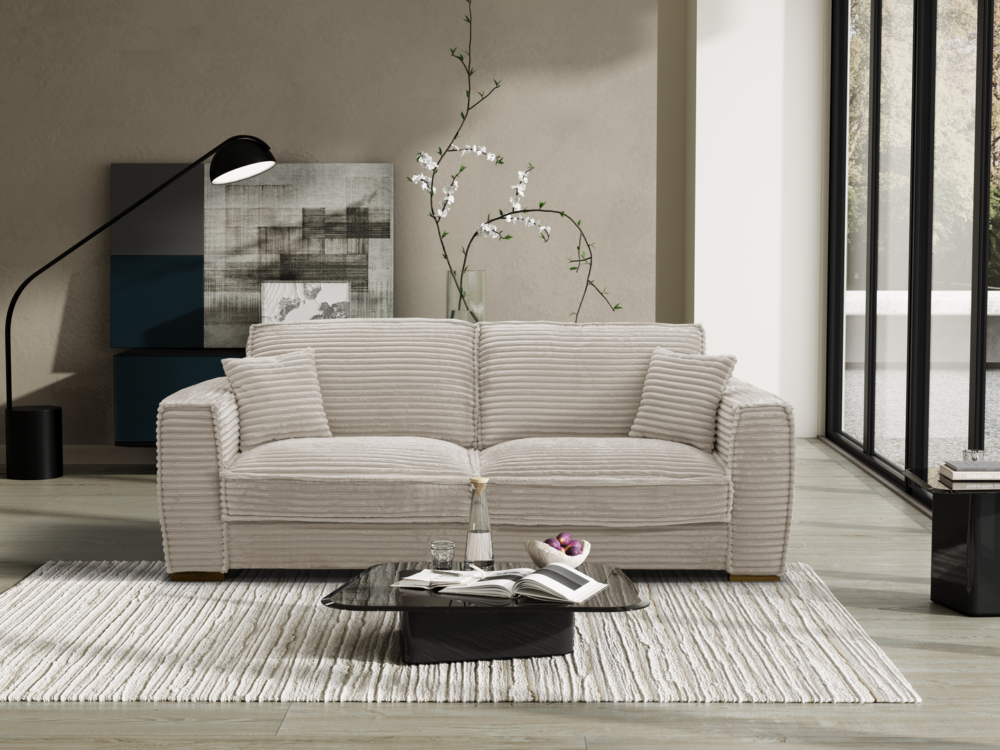 BALDO - Large 4-seater velvet convertible sofa - Bed 160 x 190 cm - Width 233 cm