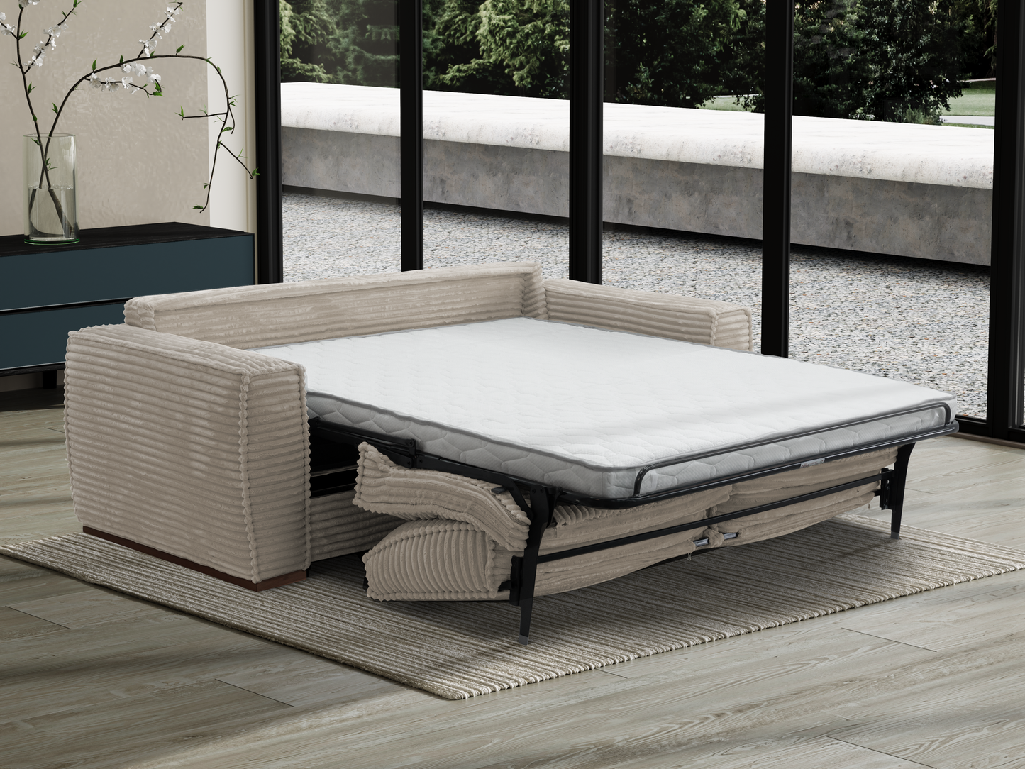 BALDO - Large 4-seater velvet convertible sofa - Bed 160 x 190 cm - Width 233 cm