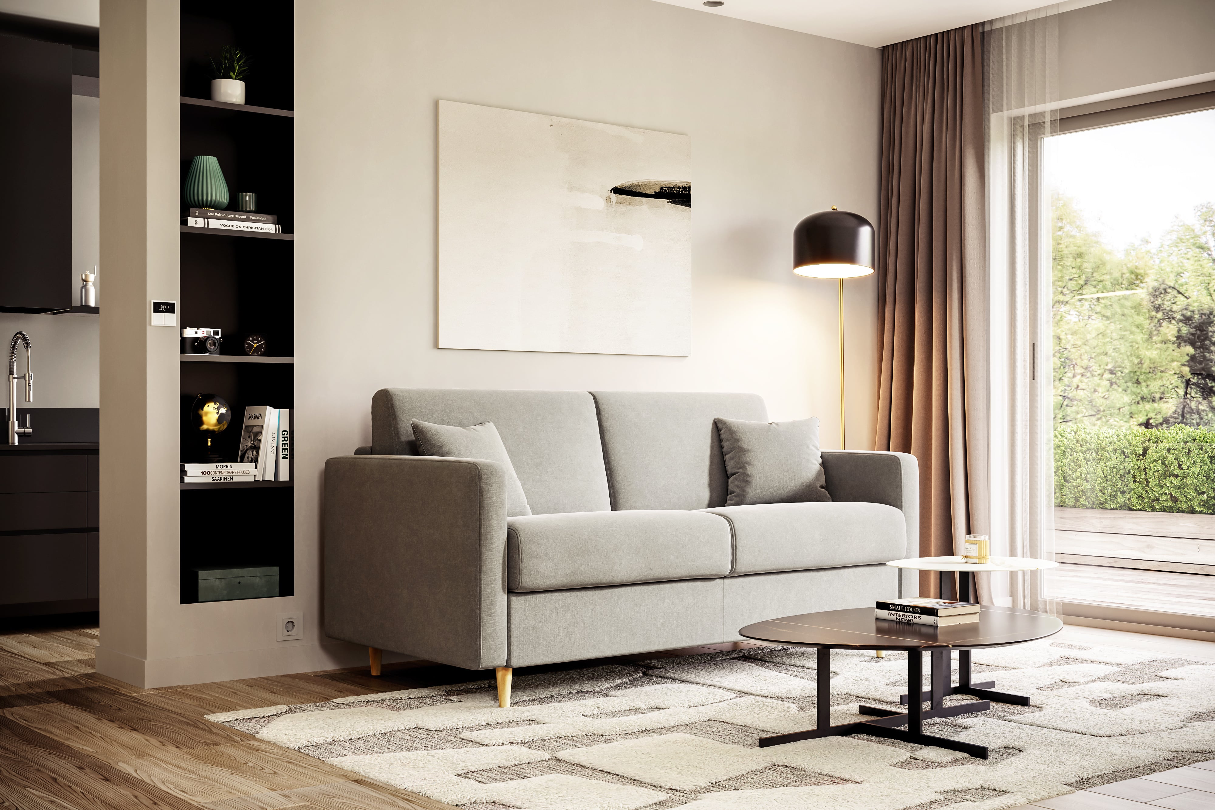 Canapé Scandinave Bleu 3 Places – But – Avec Fauteuil – Occasion