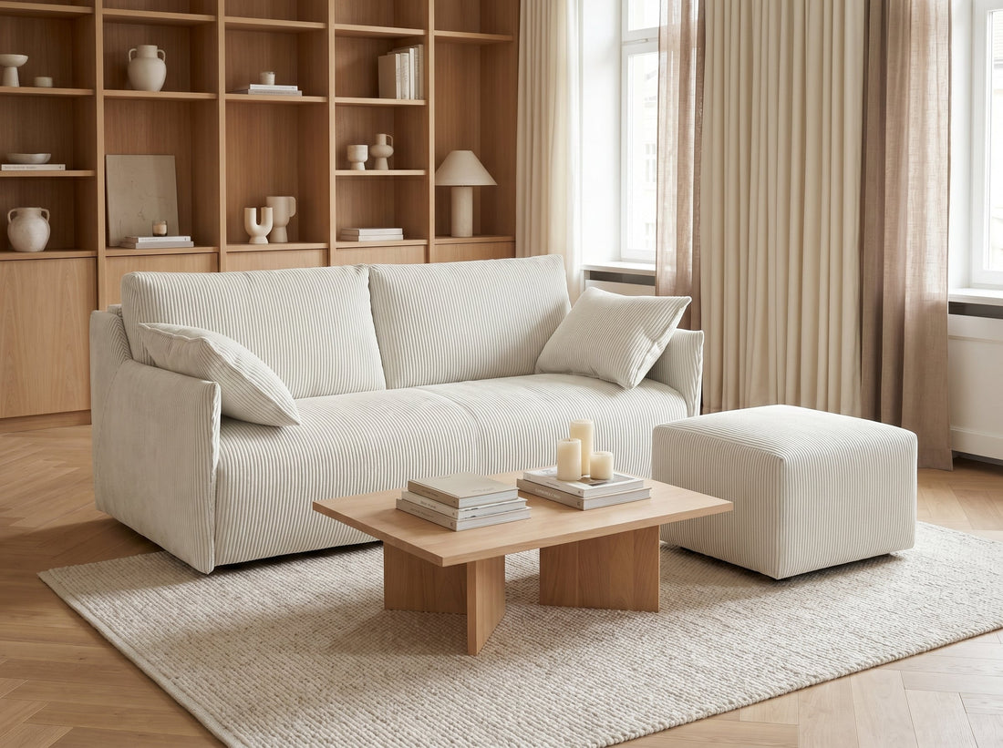 Canapé avec pouf : la solution idéale pour un salon modulable et confortable
