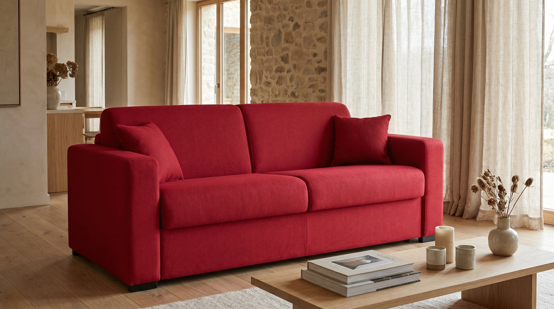 Comment intégrer un canapé convertible rouge 3 places dans son salon ?
