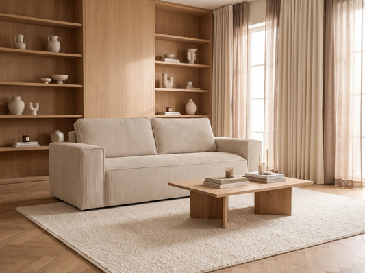 Canapé en velours côtelé beige : la grande tendance du moment