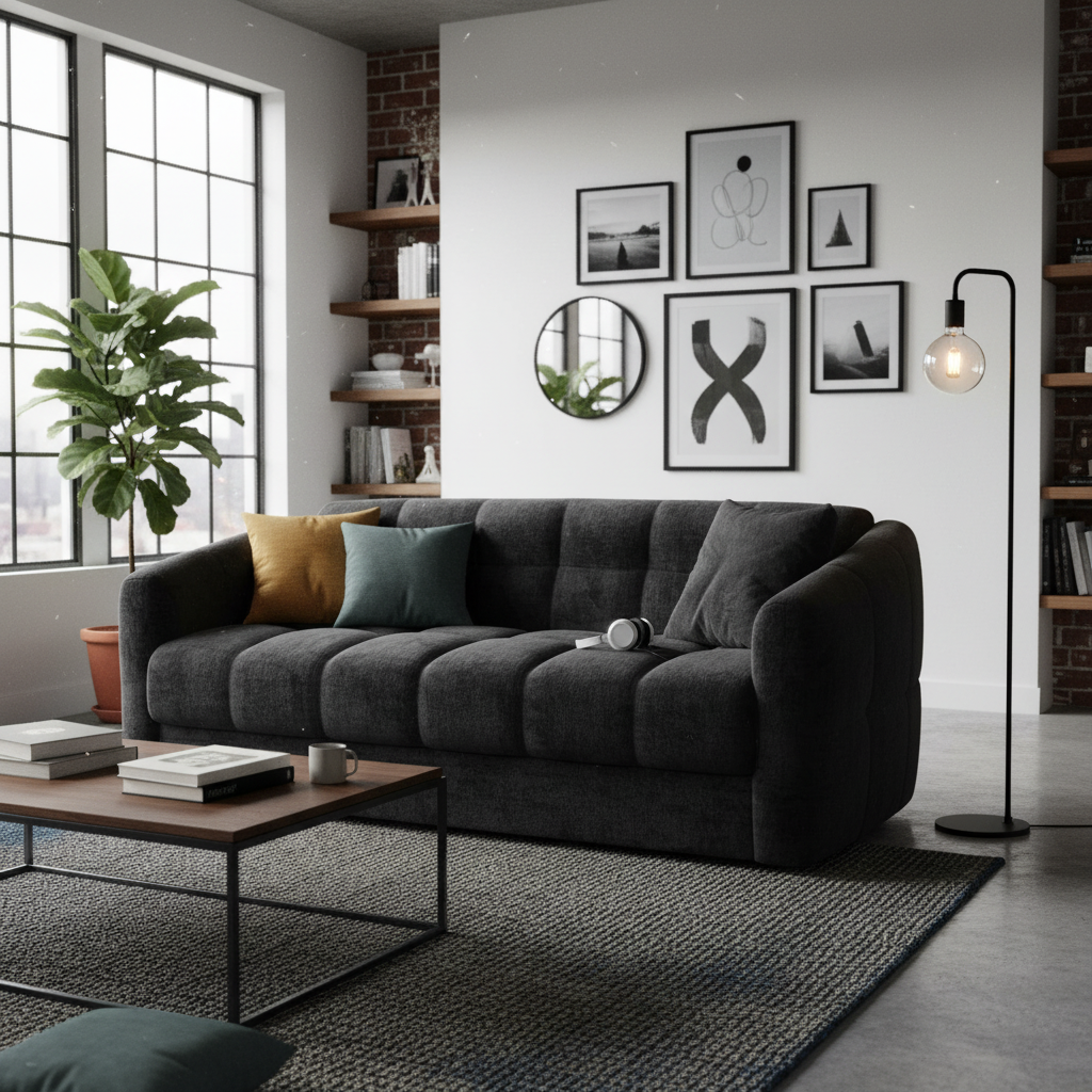 Canapé convertible Trapèze noir Convertible Center