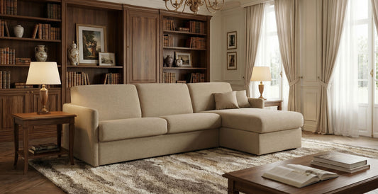 DEAUVILLE - 4-seater convertible corner sofa - Tweed convertiblecenter