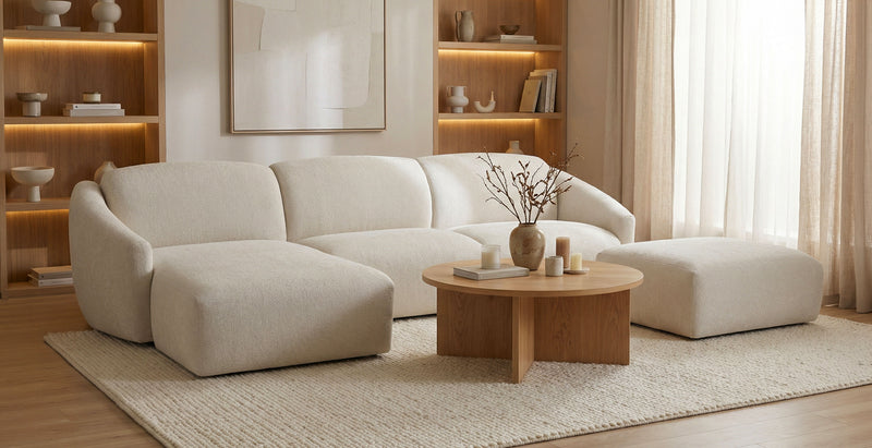 MOUGINS - Canapé d'angle convertible 5 places - Gauche - Velours chenille convertiblecenter