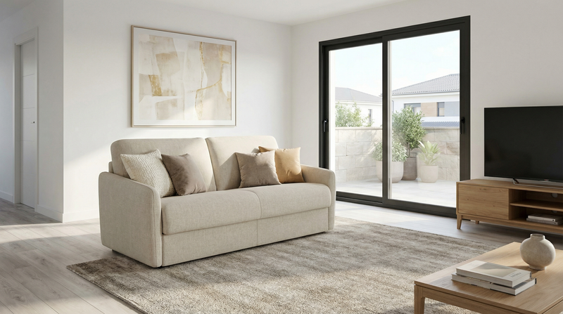 ANNECY - 3-seater convertible sofa - Velvet - 16 cm mattress - Sleeping area 140 x 190 cm - Width 183 cm convertiblecenter