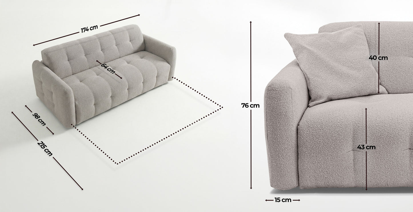 AURON - 2-seater convertible sofa - Terry cloth fabric