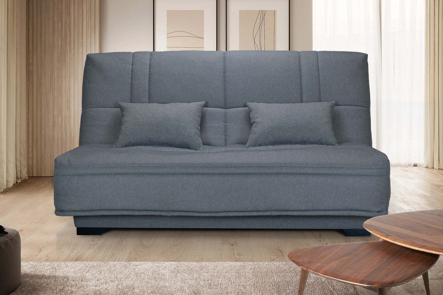 ÉTRETAT  - Canapé clic-clac - Tissu uni - Matelas 17 cm STARLUX - Couchage 140cm - Largeur 207cm
