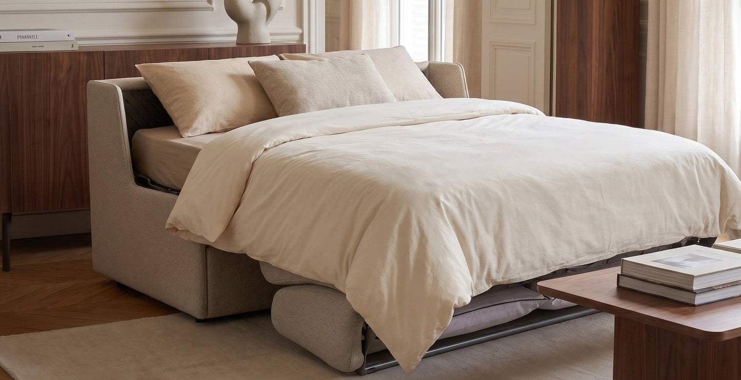 MARSEILLE - 2-seater sofa bed without armrest - Tweed