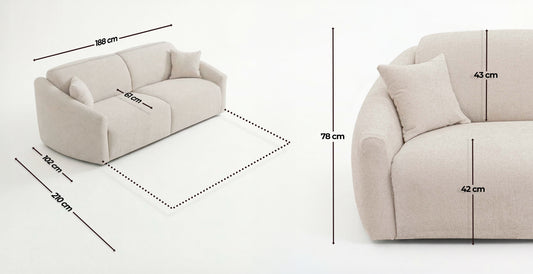 MOUGINS 3-seater convertible sofa - Velvet - Bed 140 x 190 cm - Width 200 cm convertiblecenter