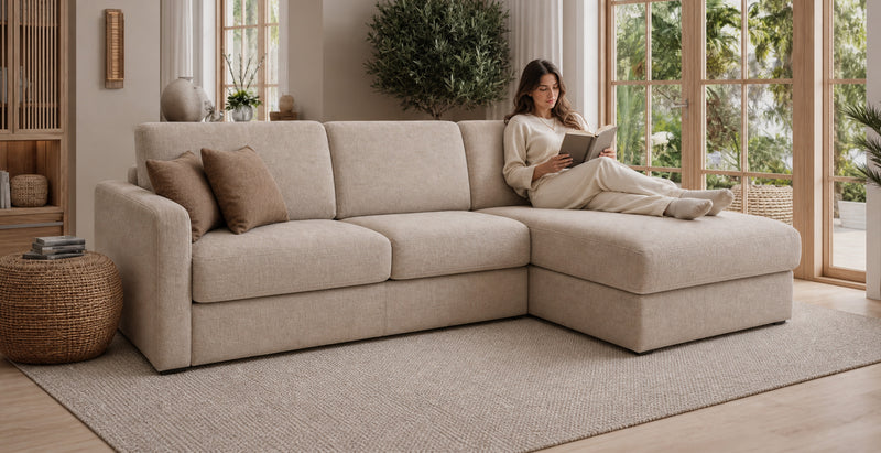 PASSY - Canapé d'angle convertible 5 places - Velours convertiblecenter