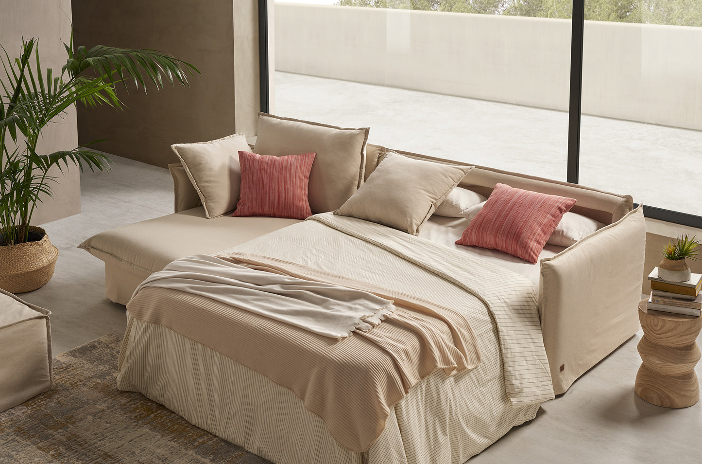 SALLANCHES - Canapé d'angle convertible - Angle gauche -  5 places - Toile
