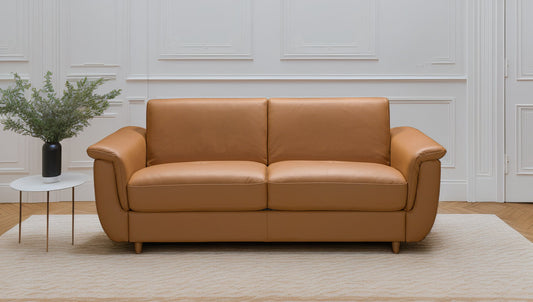 Canapé convertible COURCHEVEL en cuir de vachette - Largeur 197 cm - Couchage 140cm convertiblecenter