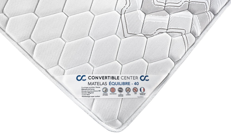 Matelas quotidien confortable d'une densité de 40KG/M3 - Garanti 5 ans convertiblecenter