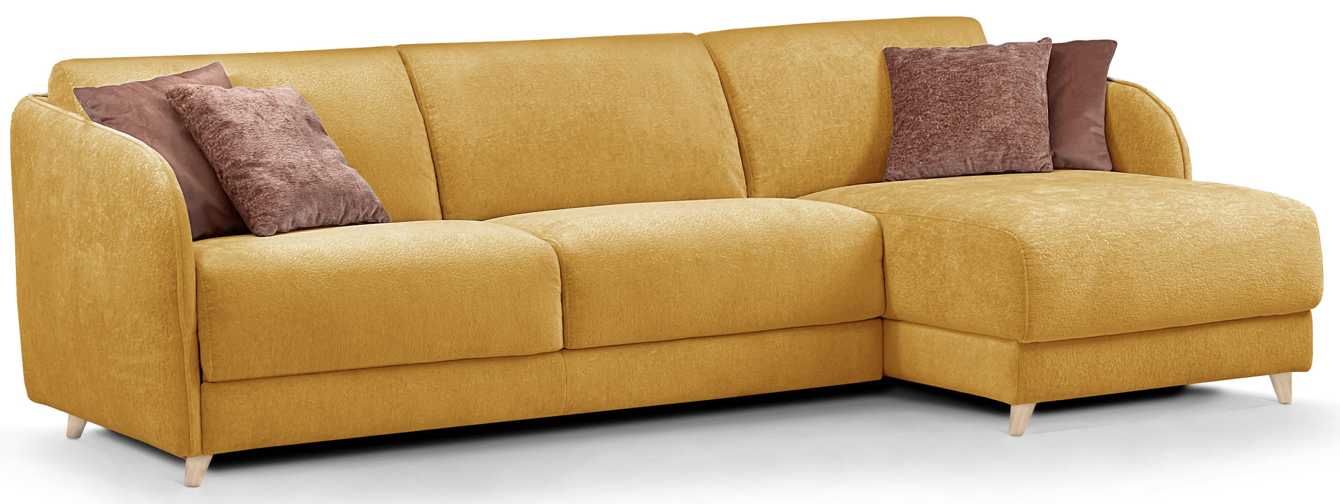 MERIBEL - Canapé d'angle convertible 5 places - Méridienne à droite - Couchage 140 x 190 cm - Largeur 260cm #Moutarde 