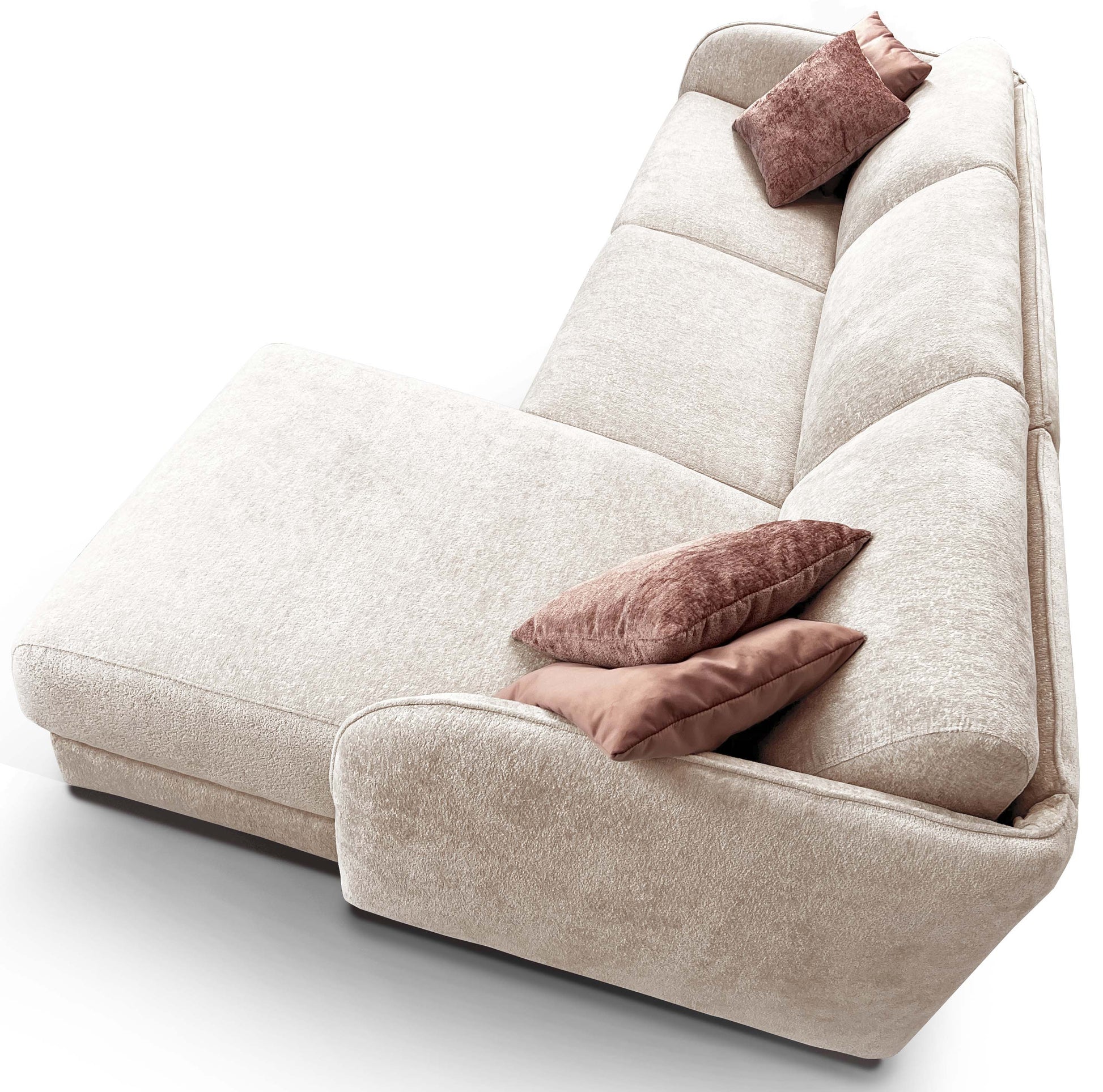MERIBEL - Canapé d'angle convertible 5 places - Méridienne à droite - Couchage 140 x 190 cm - Largeur 260cm #Ecru  