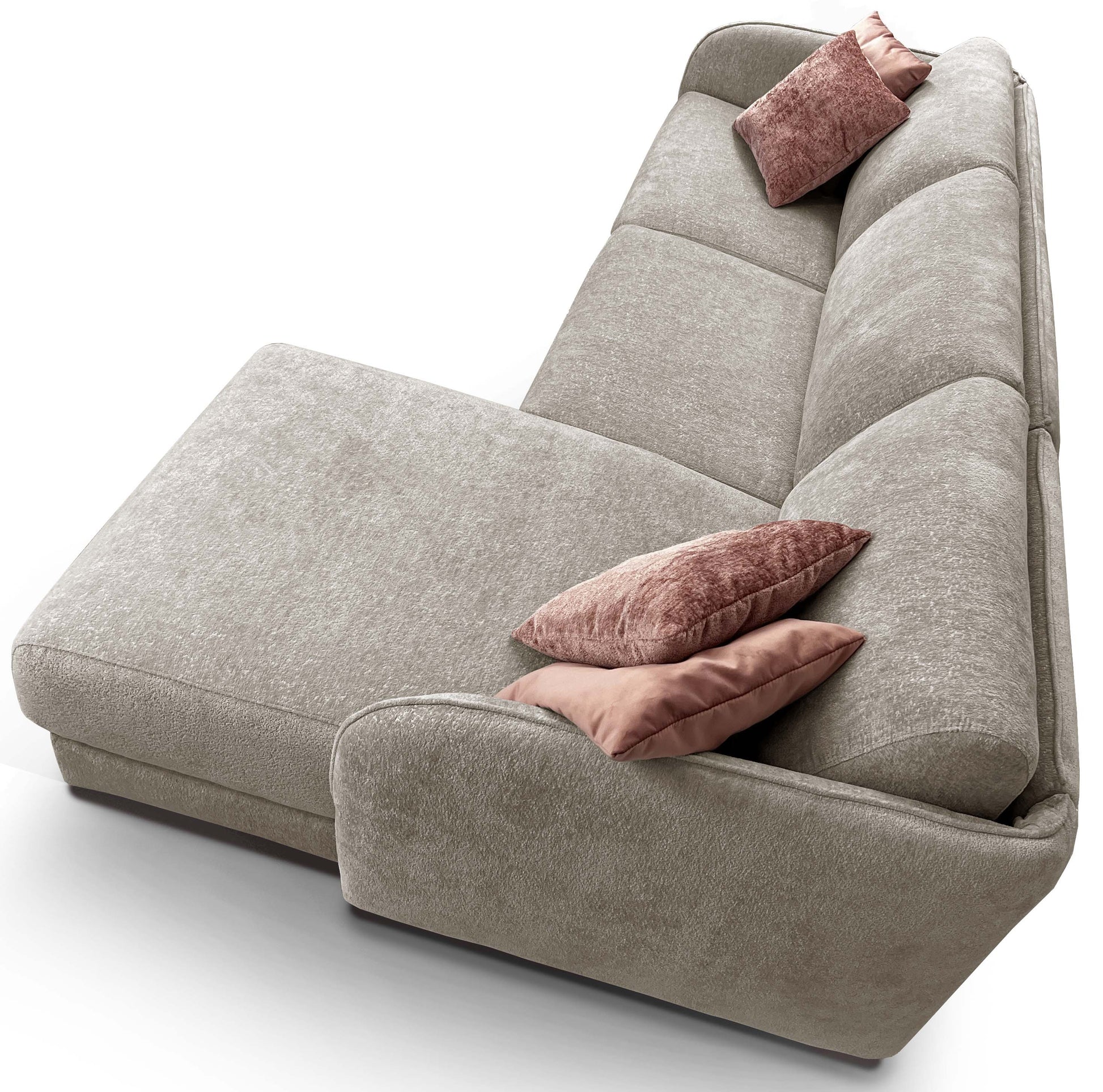 MERIBEL - Canapé d'angle convertible 5 places - Méridienne à droite - Couchage 140 x 190 cm - Largeur 260cm #Taupe clair  