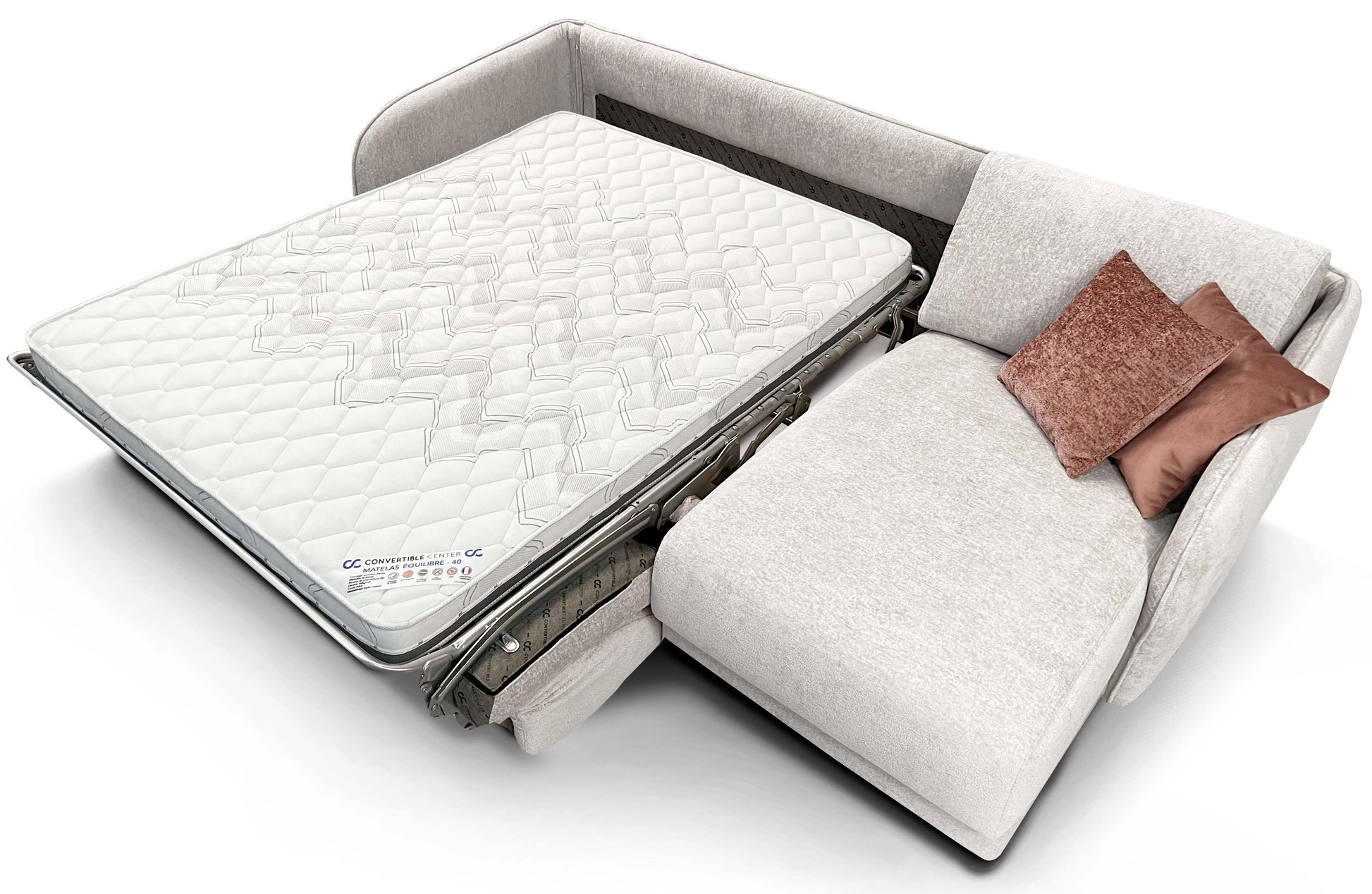 MERIBEL - Canapé d'angle convertible 5 places - Méridienne à droite - Couchage 140 x 190 cm - Largeur 260cm #Blanc 