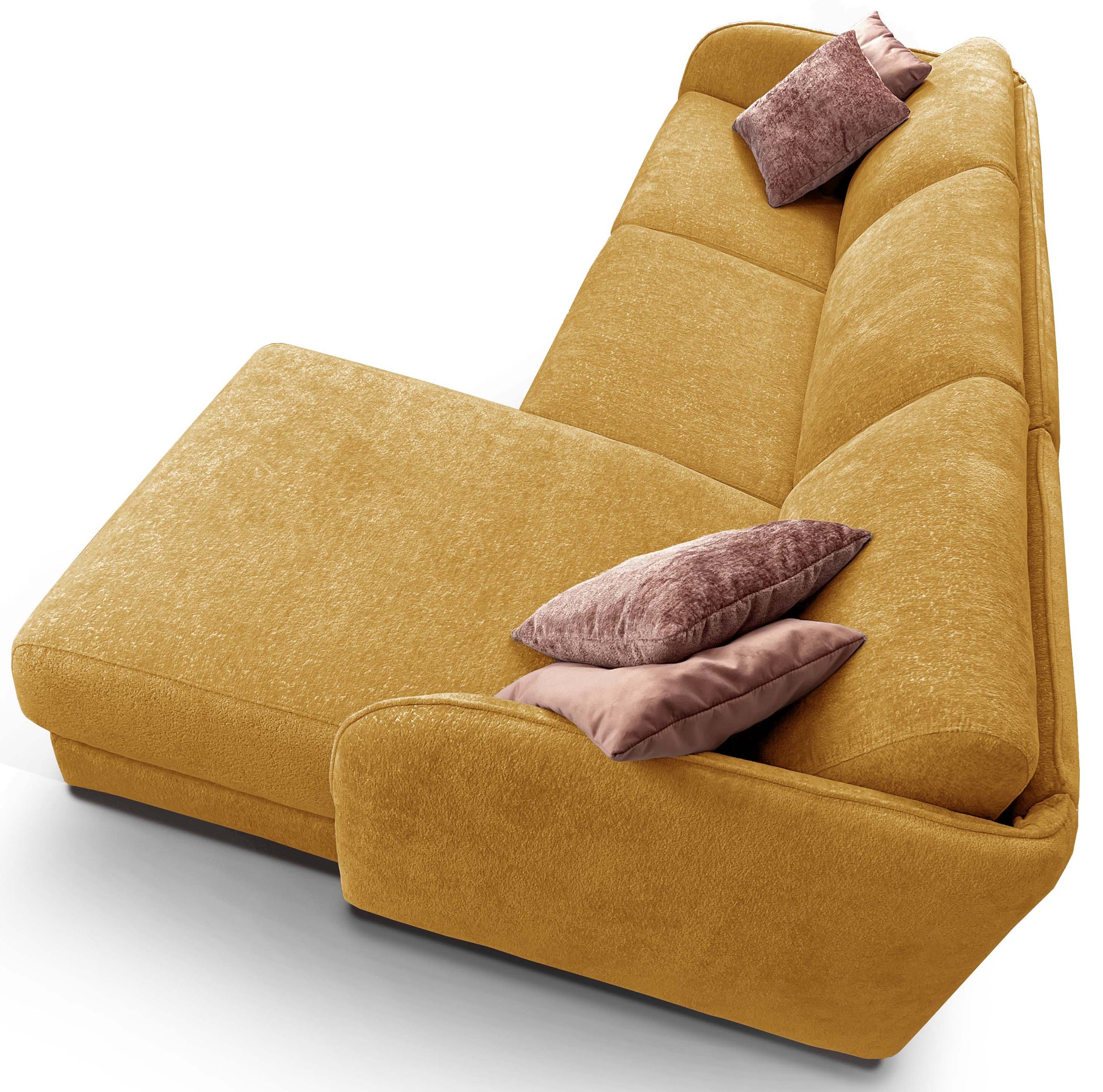 MERIBEL - Canapé d'angle convertible 5 places - Méridienne à droite - Couchage 140 x 190 cm - Largeur 260cm #Moutarde 