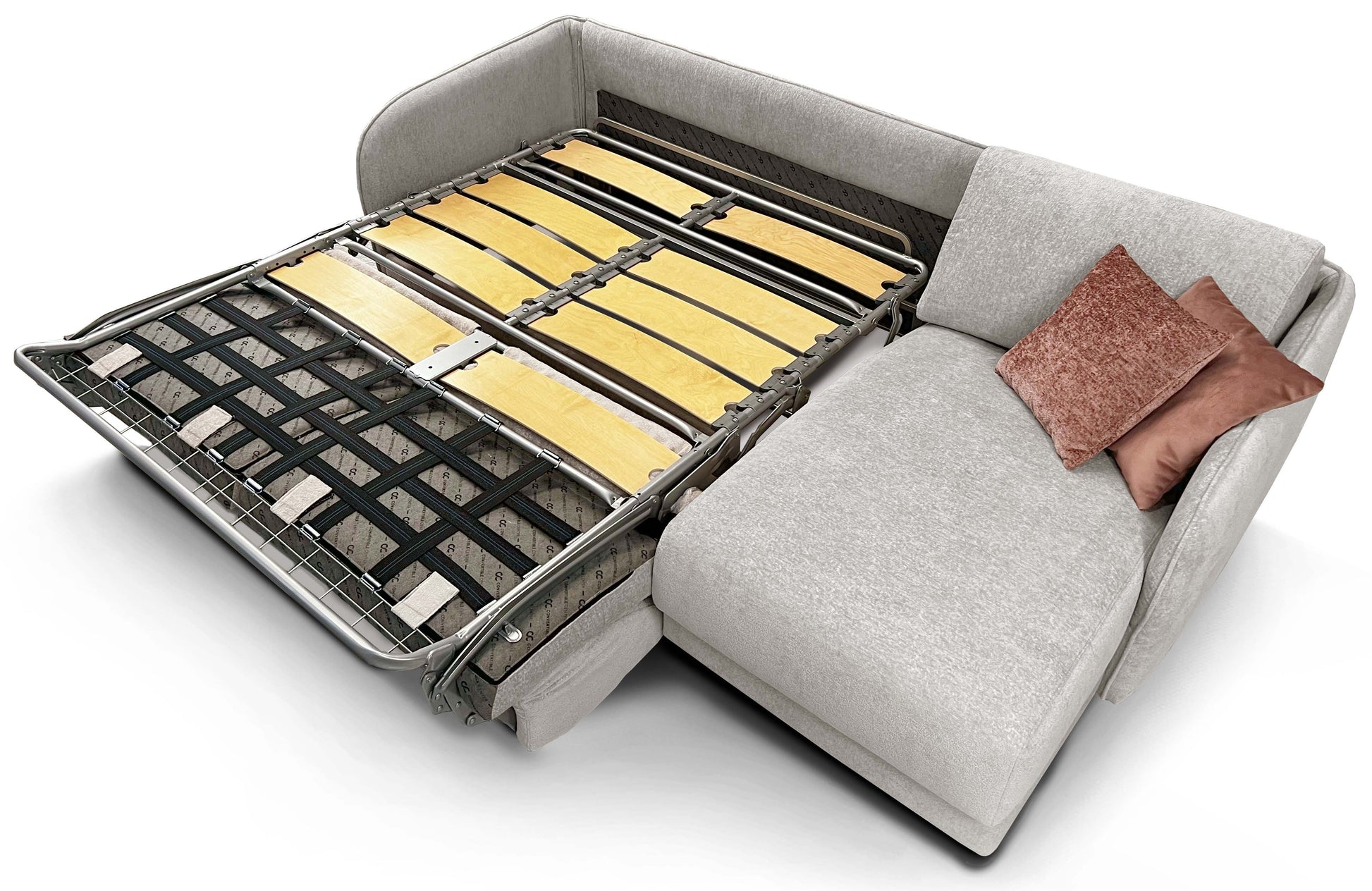 MERIBEL - Canapé d'angle convertible 5 places - Méridienne à droite - Couchage 140 x 190 cm - Largeur 260cm #Gris clair 