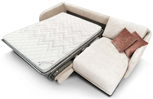 MERIBEL - Canapé d'angle convertible 5 places - Méridienne à droite - Couchage 140 x 190 cm - Largeur 260cm #Ecru   convertiblecenter