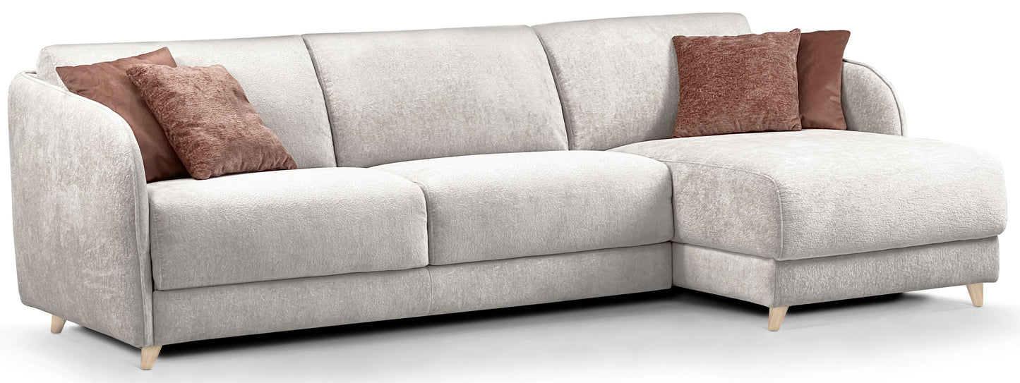 MERIBEL - Canapé d'angle convertible 5 places - Méridienne à droite - Couchage 140 x 190 cm - Largeur 260cm #Blanc 