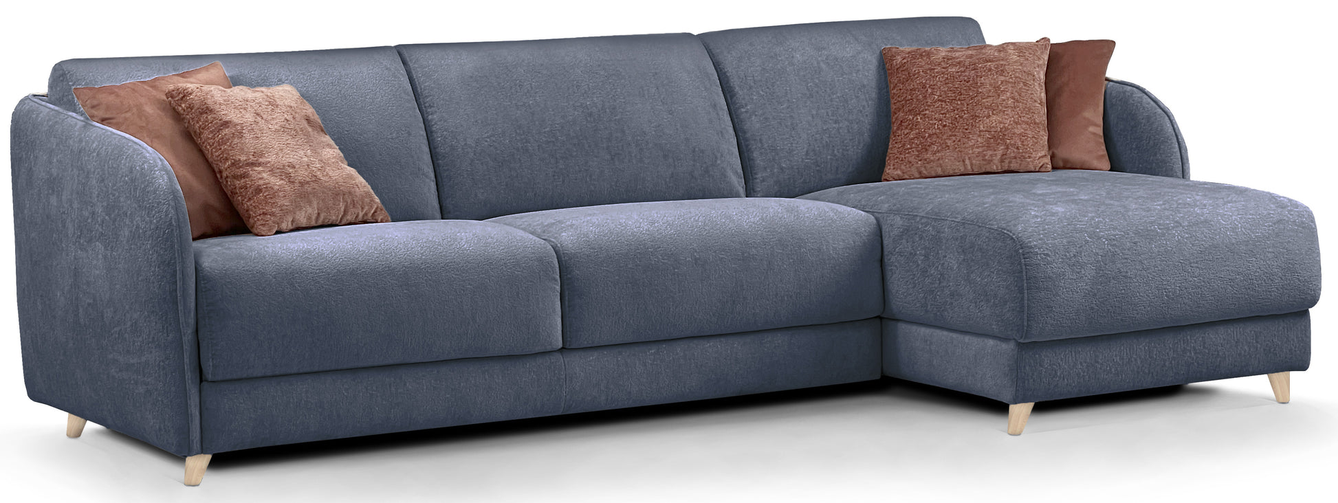 MERIBEL - Canapé d'angle convertible 5 places - Méridienne à droite - Couchage 140 x 190 cm - Largeur 260cm #Bleu marine 