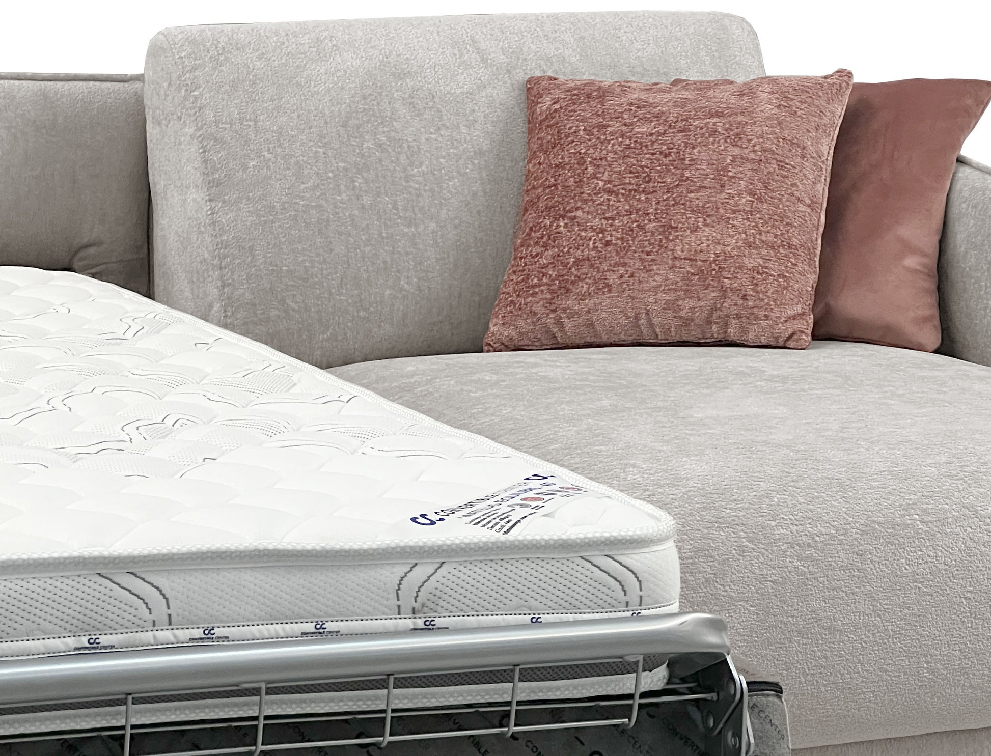 MERIBEL - Canapé d'angle convertible 5 places - Méridienne à droite - Couchage 140 x 190 cm - Largeur 260cm #Gris clair 