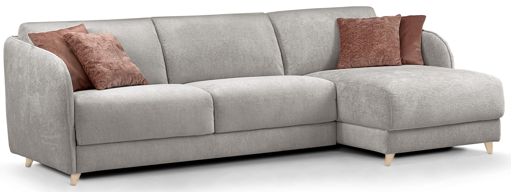 MERIBEL - Canapé d'angle convertible 5 places - Méridienne à droite - Couchage 140 x 190 cm - Largeur 260cm #Gris clair 