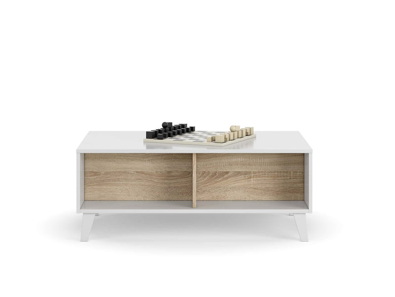 Table basse scandinave à plateau relevable avec rangements REGAL convertiblecenter